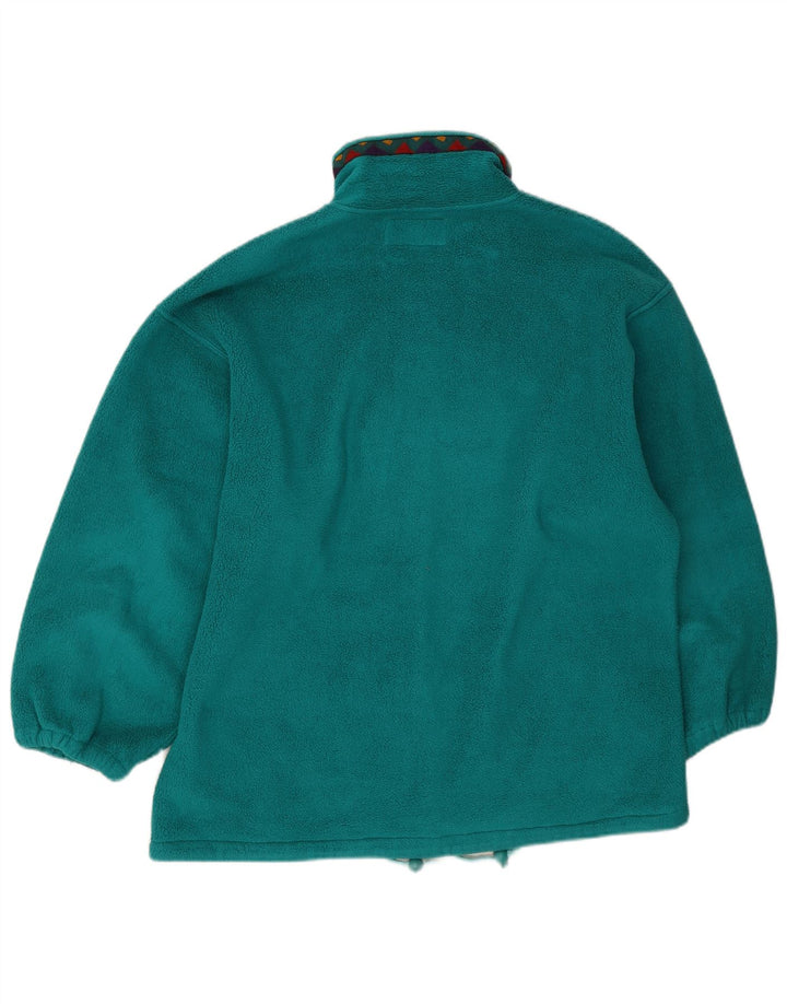 Vintage Mens Fleece Jacket UK 40 Large Green Geometric Polyester