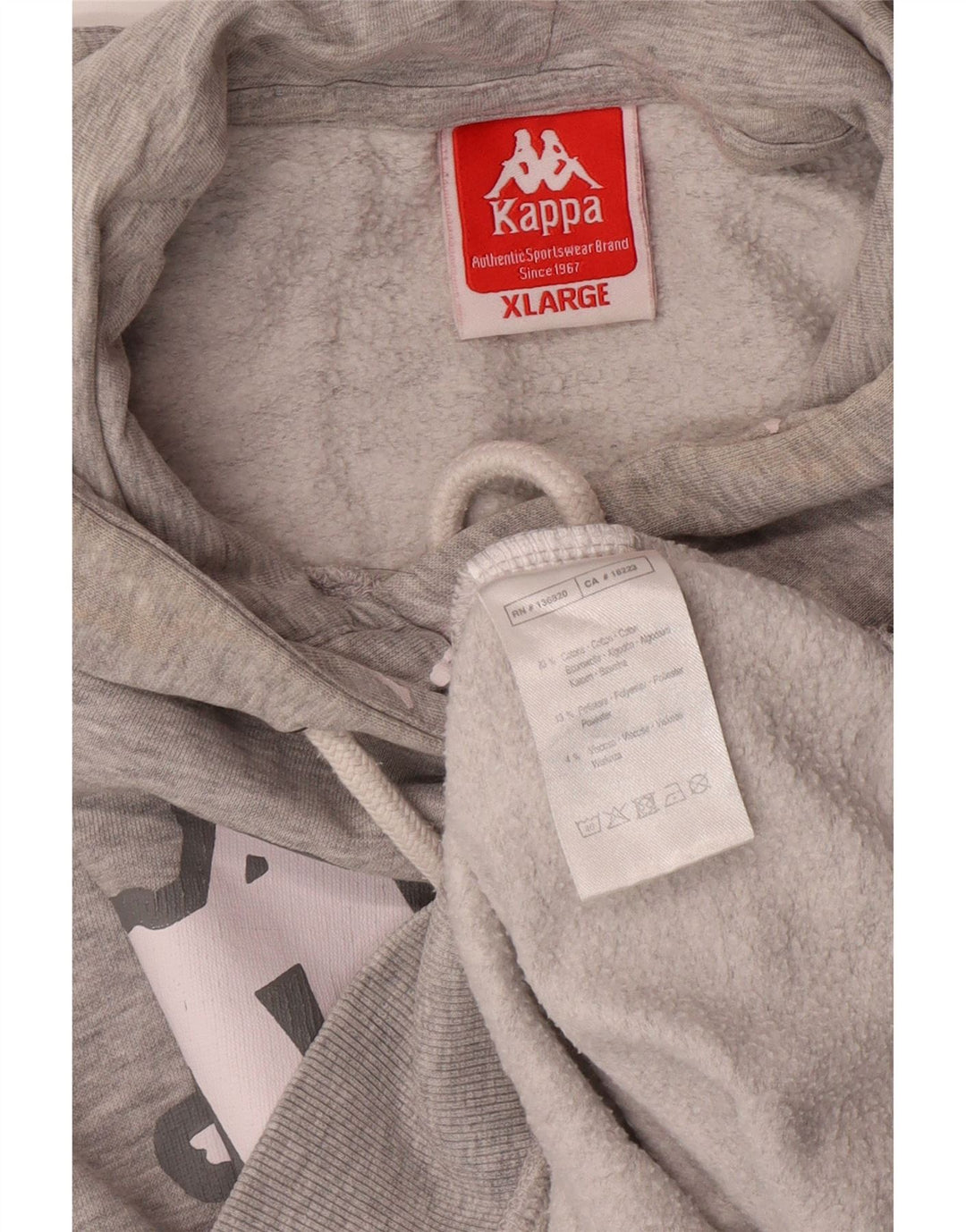 KAPPA Womens Graphic Hoodie Jumper UK 18 XL Grey Cotton