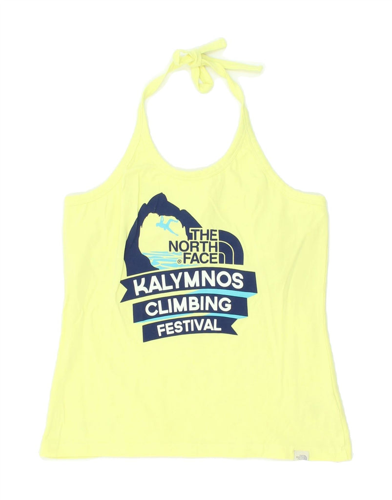 THE NORTH FACE Girls Graphic Halter Top 7-8 Years Large  Yellow Cotton Vintage The North Face and Second-Hand The North Face from Messina Hembry 