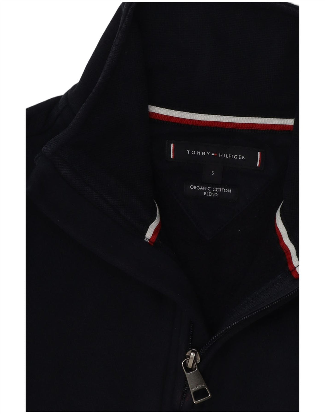 Tommy Hilfiger Mens Graphic Zip Neck Sweatshirt Jumper Small Navy Blue