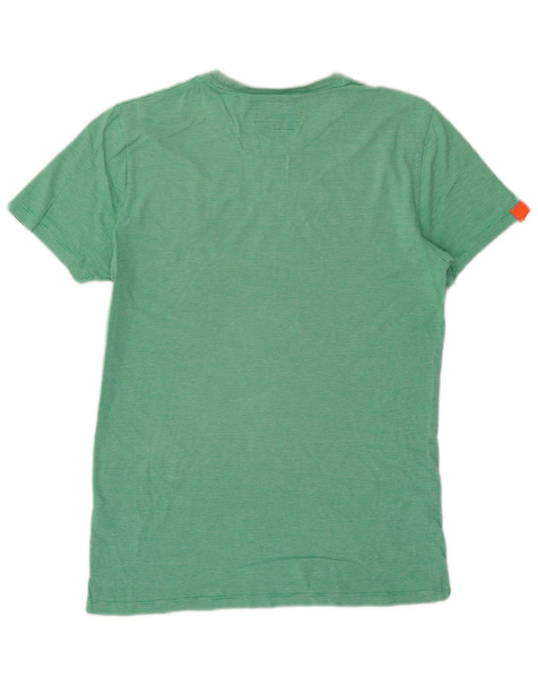 Superdry Mens T-Shirt Top Small Green Pinstripe Cotton