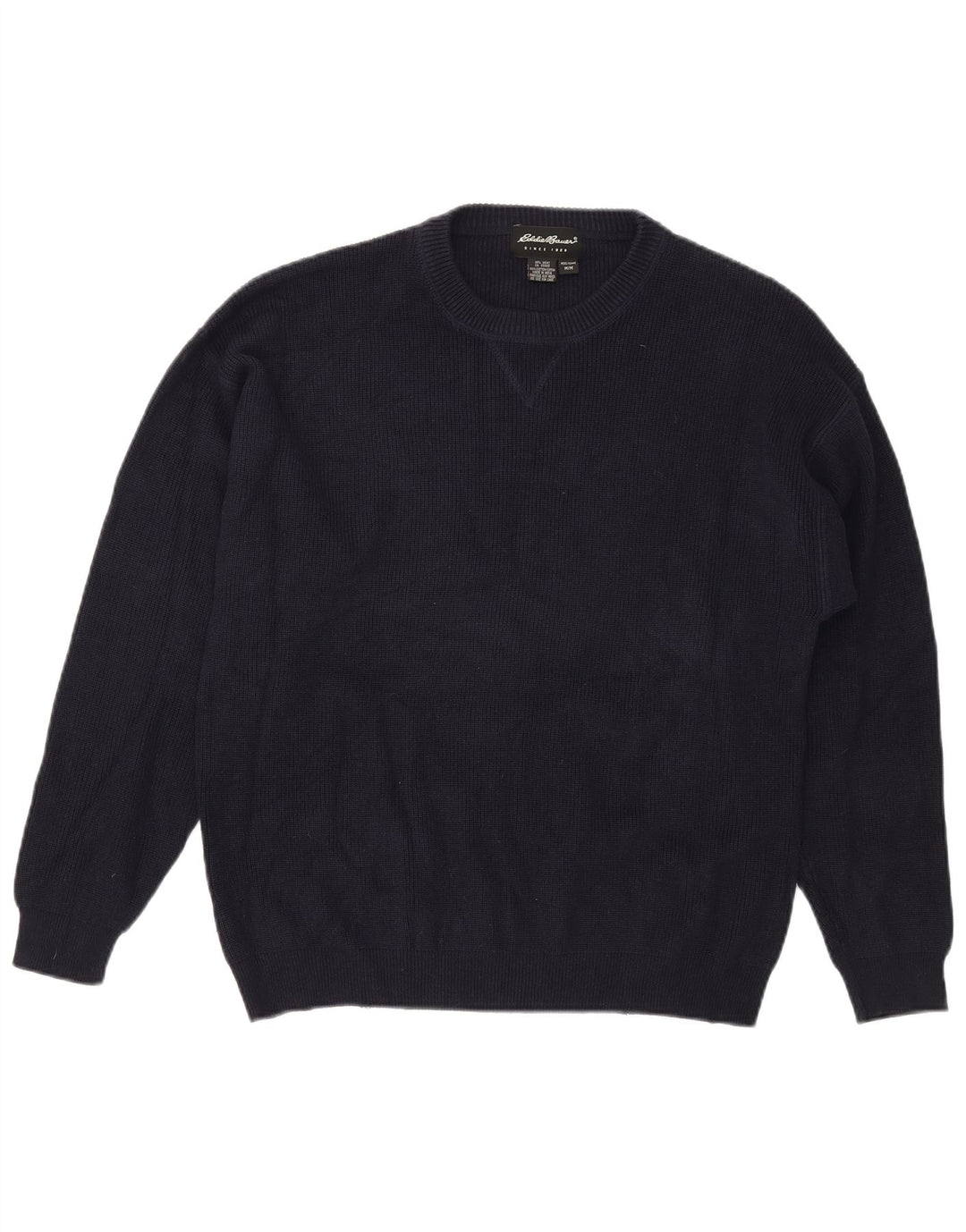 Eddie Bauer Mens Crew Neck Jumper Sweater Medium Navy Blue Cotton