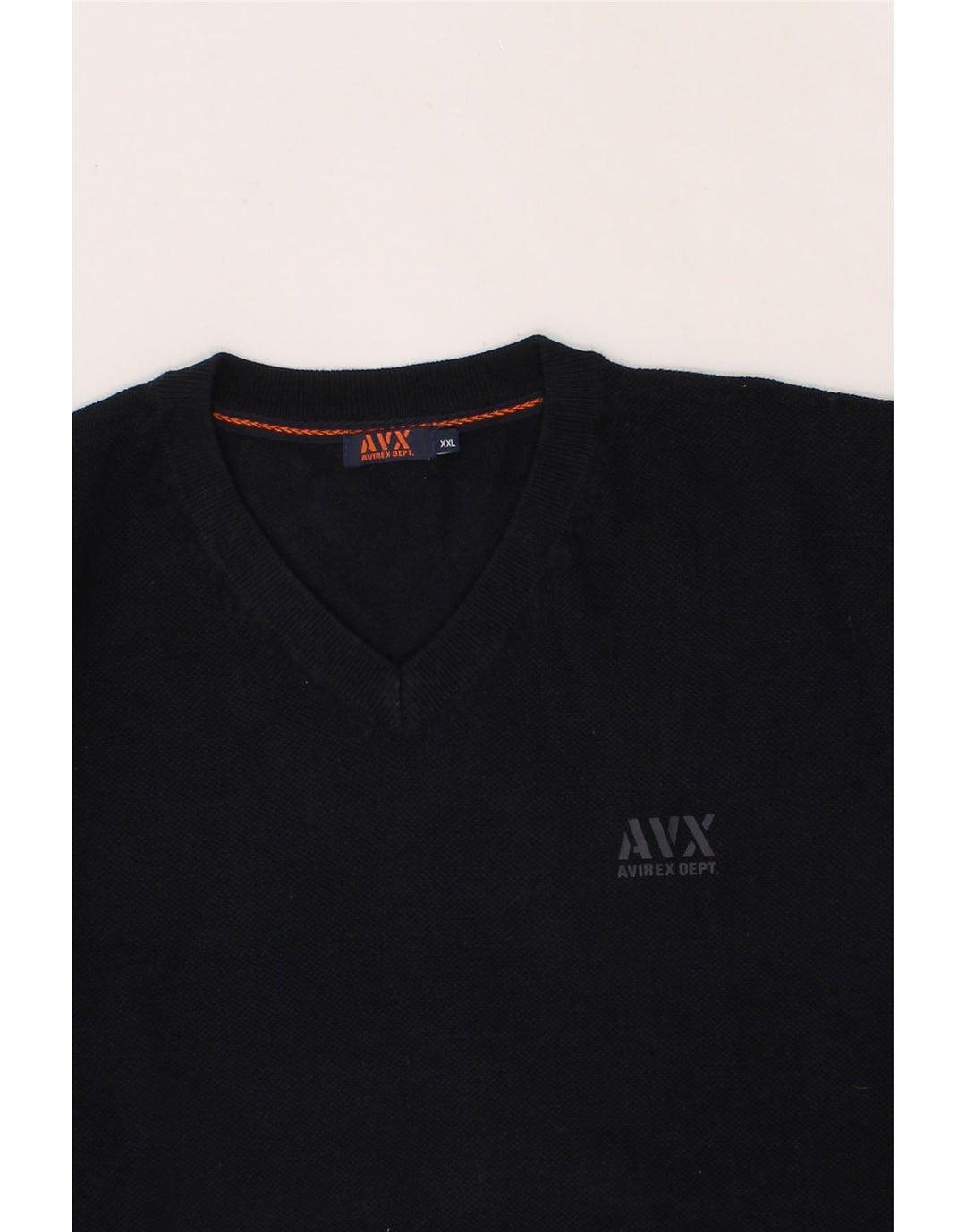 AVIREX Mens V-Neck Jumper Sweater 2XL Navy Blue Viscose Vintage Avirex and Second-Hand Avirex from Messina Hembry 