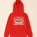 LEVI'S Boys Graphic Hoodie Jumper 7-8 Years Red Cotton