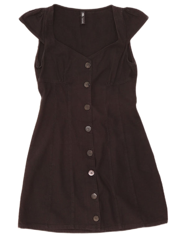 Zara Womens Shirt Dress UK 8 Small Black Cotton