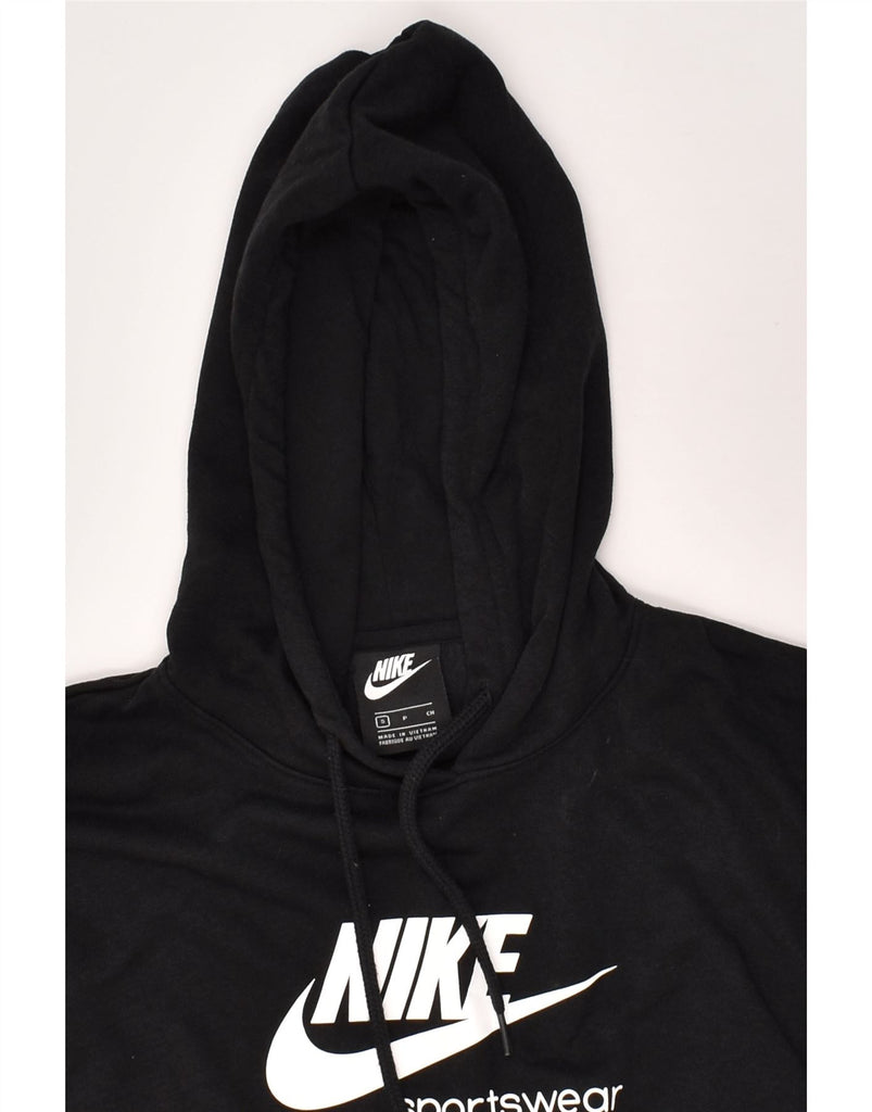 NIKE Womens Oversized Crop Hoodie Jumper UK 10 Small Black Cotton | Vintage Nike | Thrift | Second-Hand Nike | Used Clothing | Messina Hembry 