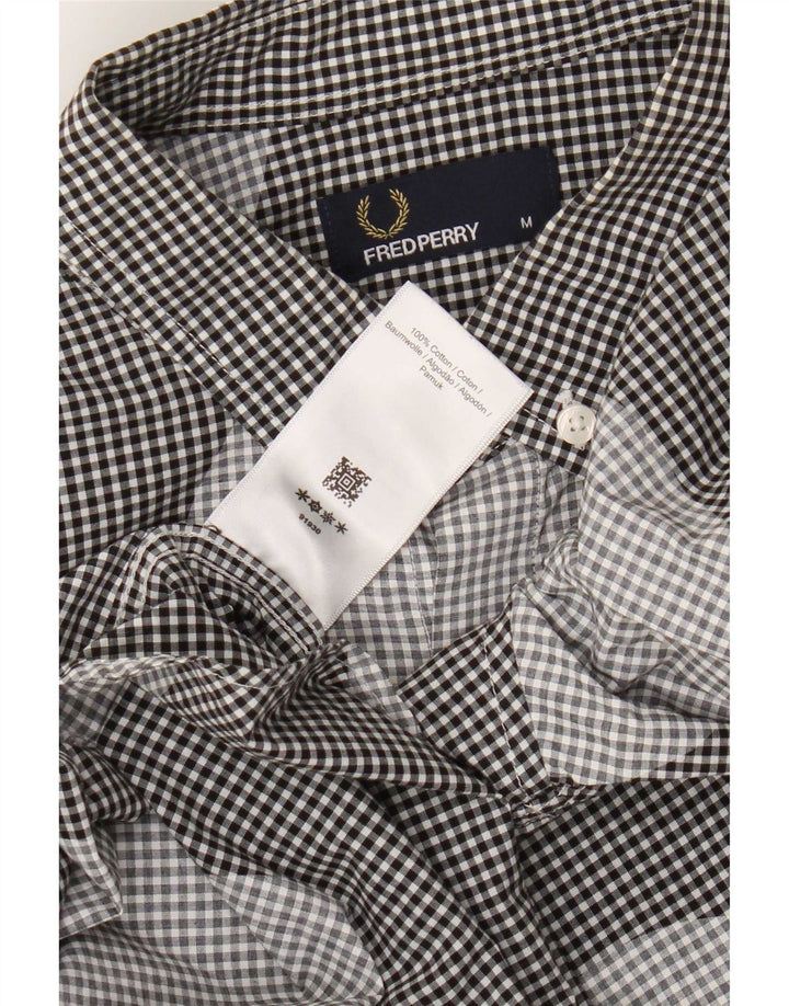 Fred Perry Mens Shirt Medium Black Polka Dot Cotton