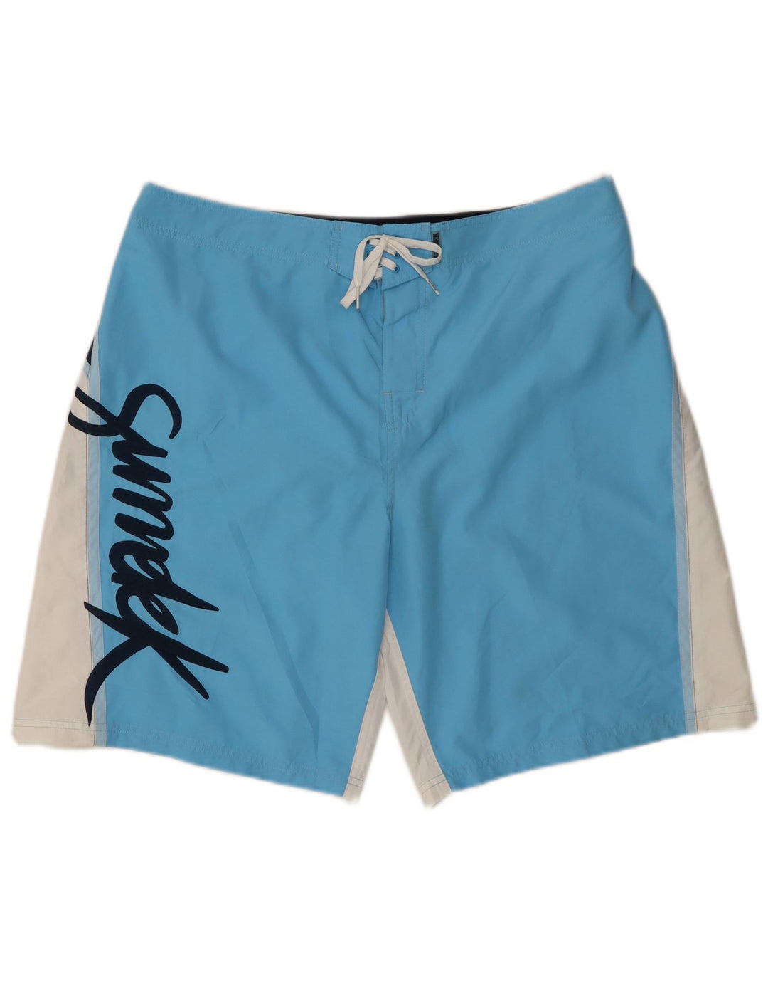 SUNDEK Mens Graphic Swimming Shorts Large  Blue Colourblock Polyester