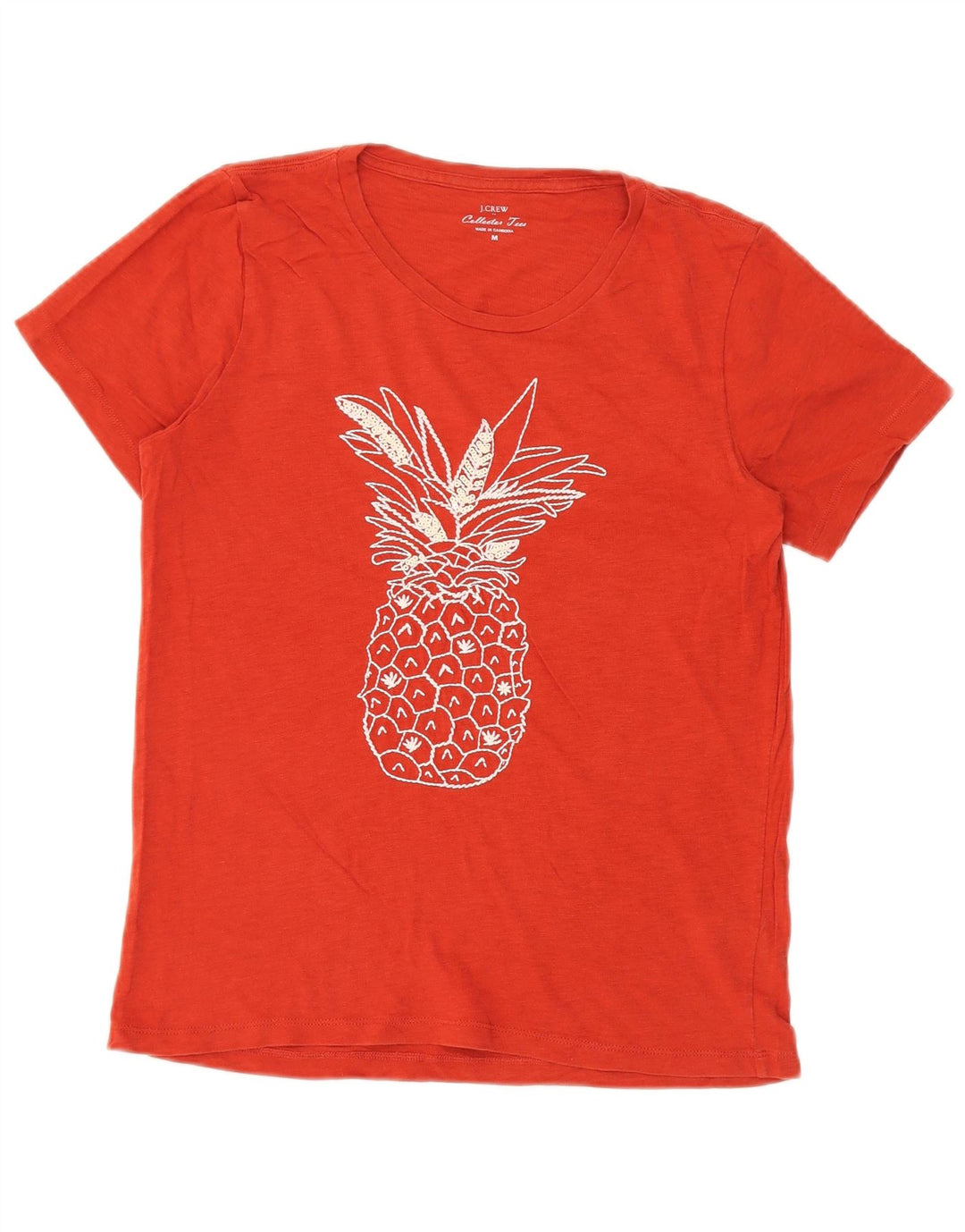 J. CREW Womens Graphic T-Shirt Top UK 14 Medium Red Cotton