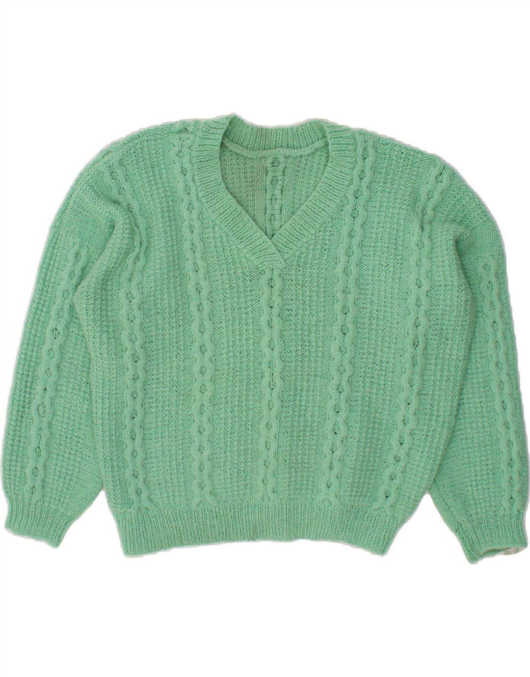 VINTAGE Womens V-Neck Jumper Sweater UK 20 2XL Green Vintage Vintage and Second-Hand Vintage from Messina Hembry 