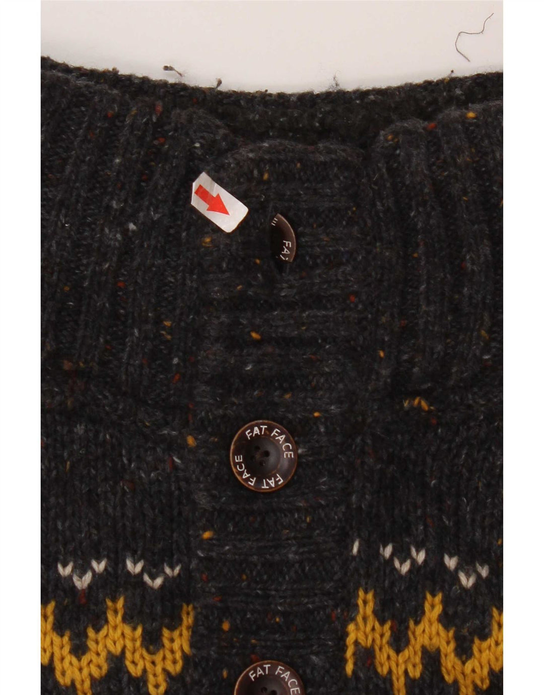 Fat Face Mens Button Neck Jumper Sweater Medium Grey Fair Isle Wool