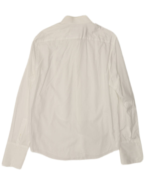 PIERRE CARDIN Mens Formal Shirt Size 16 Large White Pinstripe Cotton