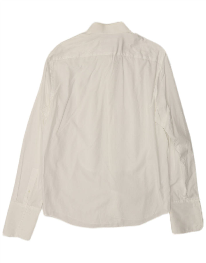 PIERRE CARDIN Mens Formal Shirt Size 16 Large White Pinstripe Cotton