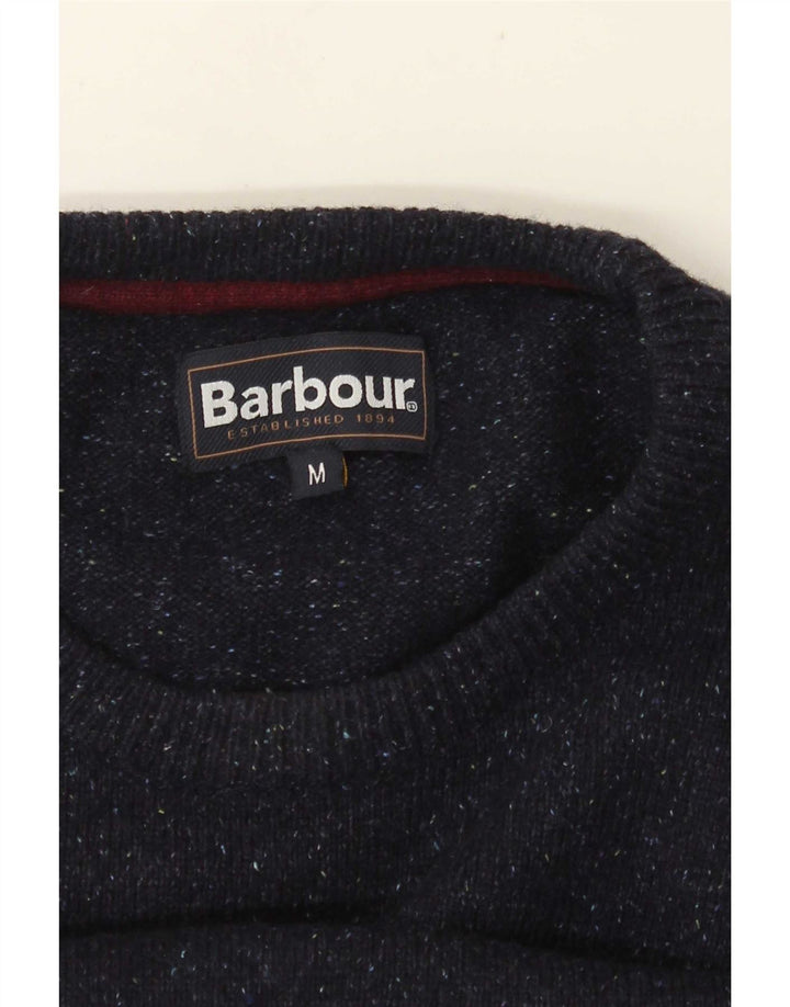 BARBOUR Mens Crew Neck Jumper Sweater Medium Navy Blue Flecked