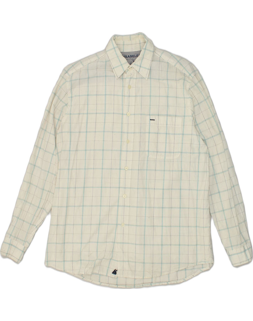 WRANGLER Mens Shirt Large White Check Cotton | Vintage Wrangler | Thrift | Second-Hand Wrangler | Used Clothing | Messina Hembry 