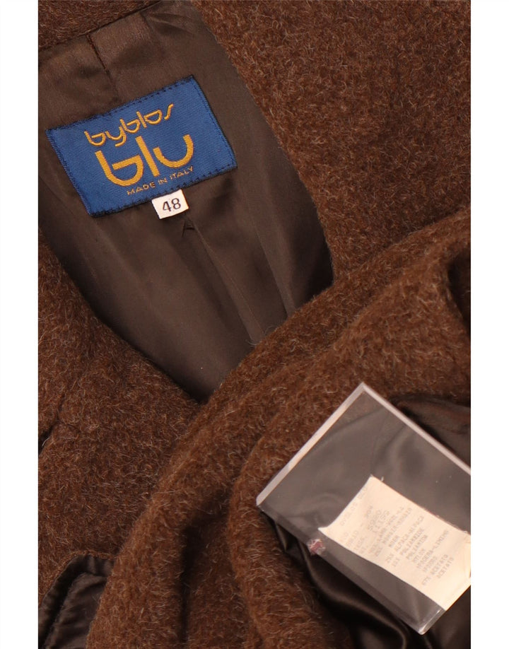 Byblos Womens Double Breasted Coat IT 48 XL Brown Wool
