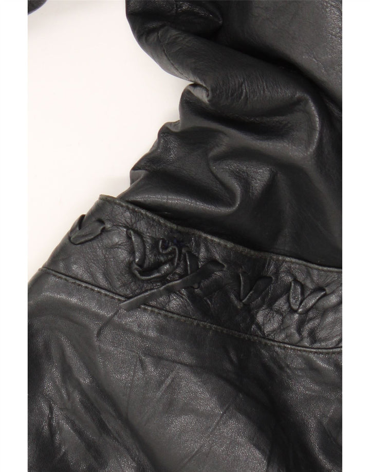 Vintage Womens Leather Jacket IT 46 Large Black Leather
