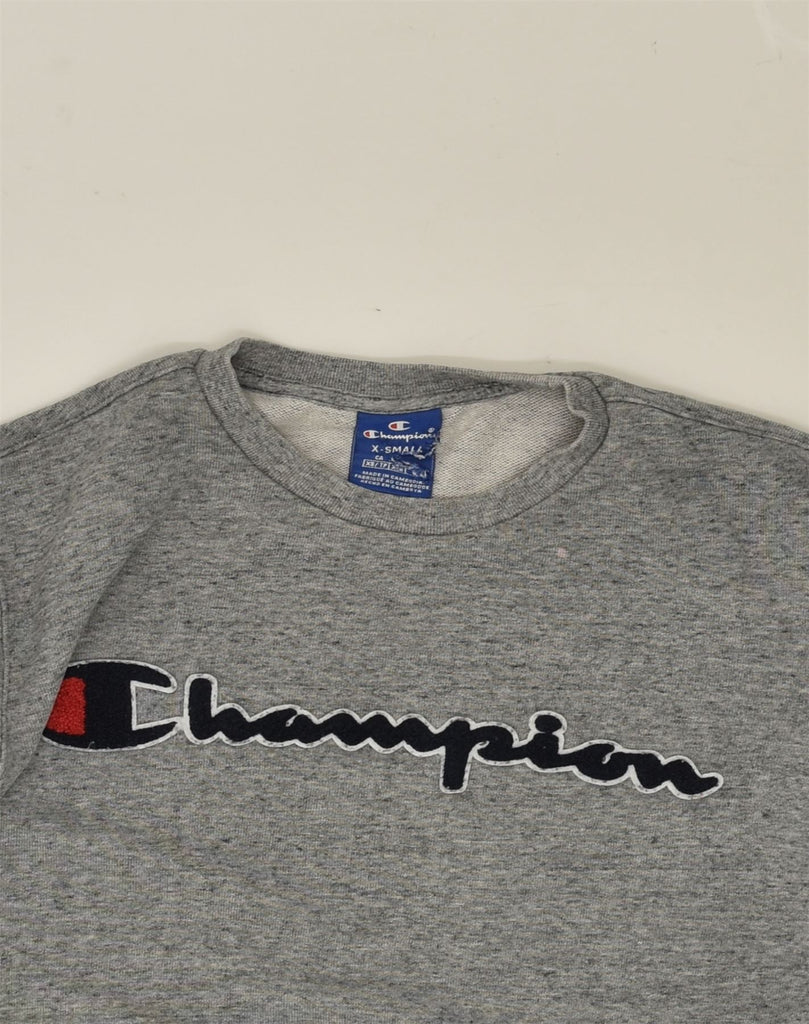 CHAMPION Mens Graphic Sweatshirt Jumper XS Grey Cotton | Vintage Champion | Thrift | Second-Hand Champion | Used Clothing | Messina Hembry 