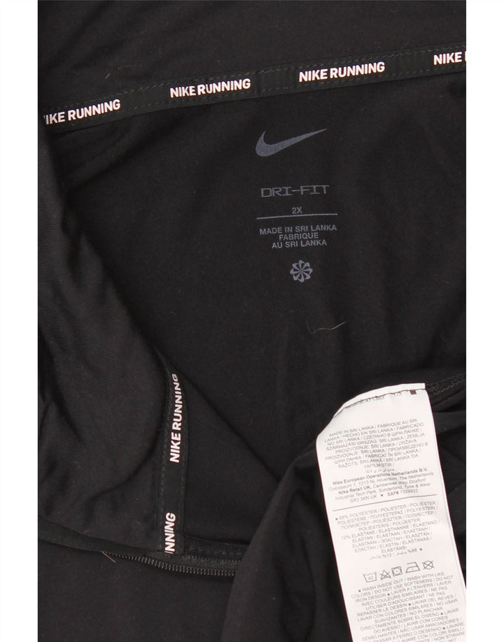 Nike Mens Running Zip Neck Top Long Sleeve 2XL Black Polyester