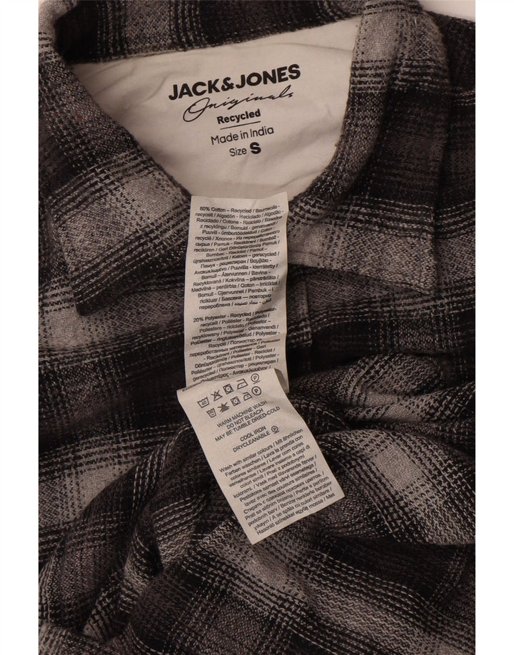 Jack & Jones Mens Checked  Flannel Shirt Small Grey Cotton