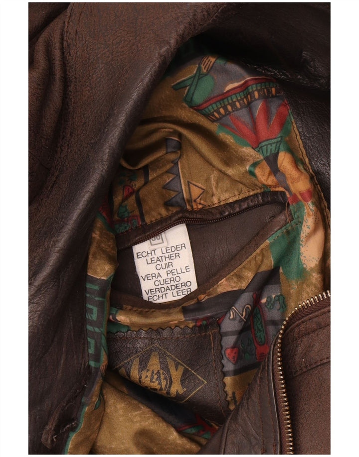Vintage Mens Bomber Leather Jacket IT 56 3XL Brown Leather