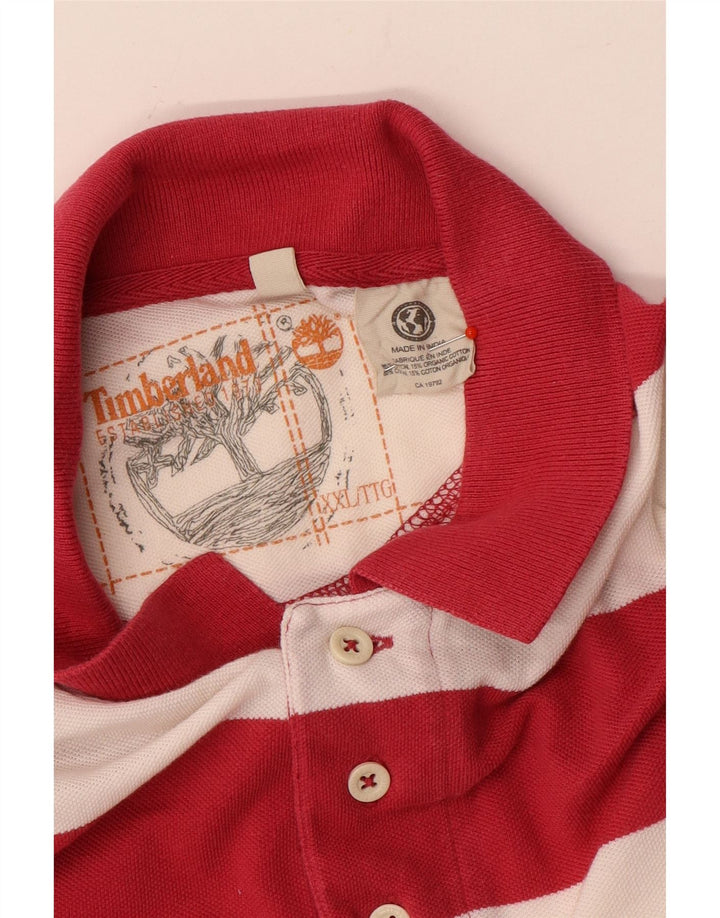 Timberland Mens Polo Shirt 2XL Red Striped Cotton