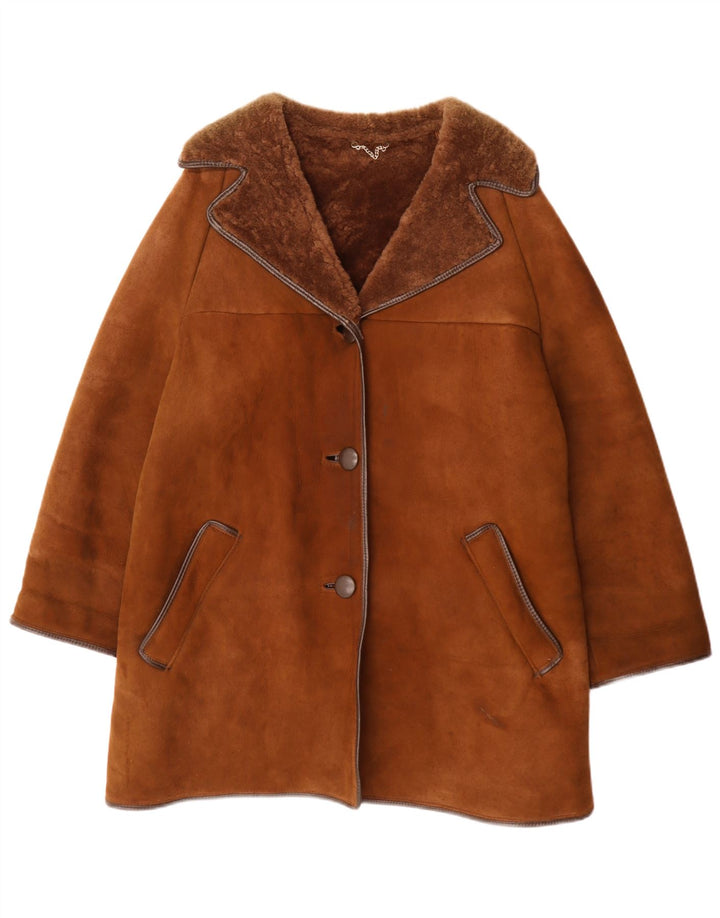 Morlands Womens Oversized Shearling Coat UK 16 Large Brown Sheepskin