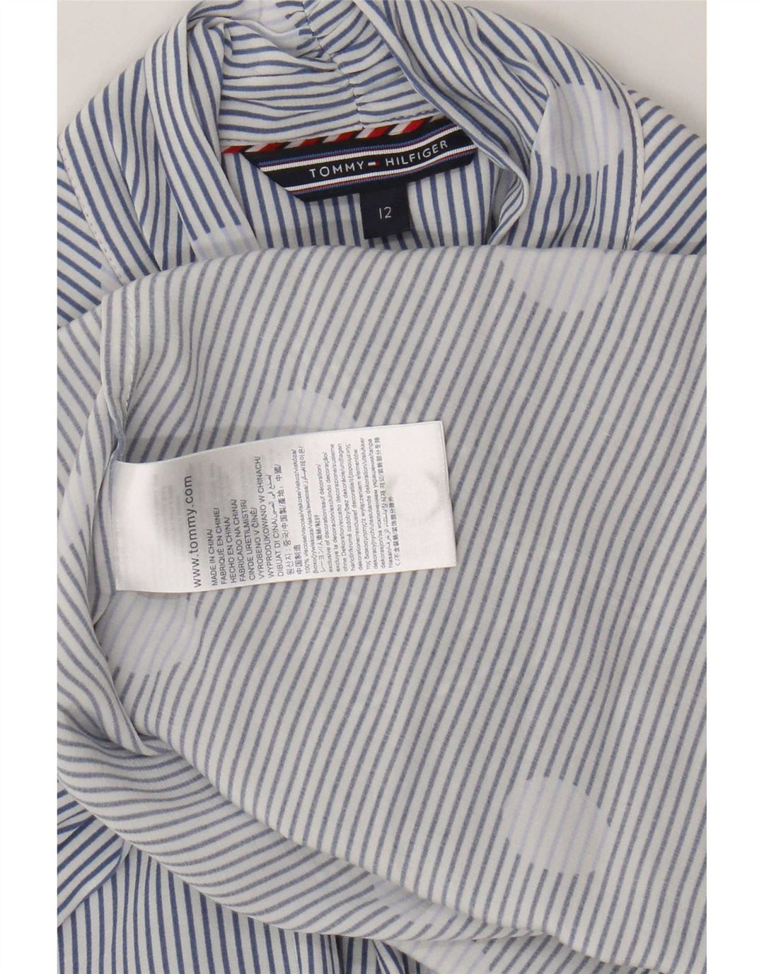 Tommy Hilfiger Womens Front Tie Shirt Blouse US 12 Large Blue Polka Dot