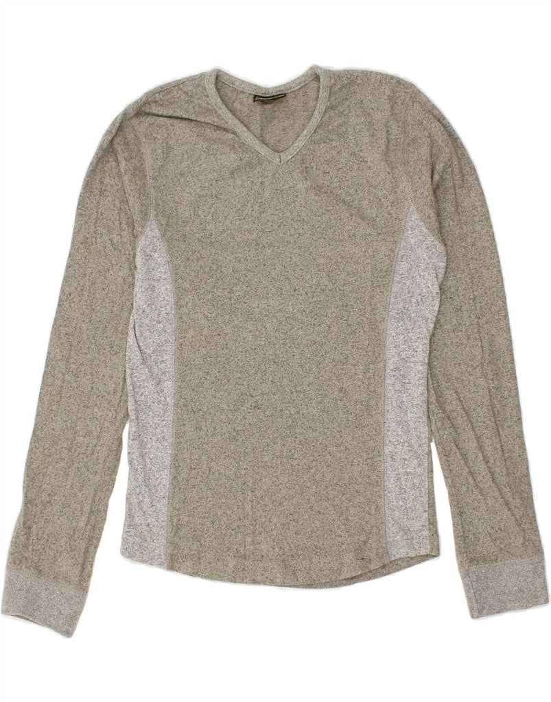 LEE Womens Top Long Sleeve UK 12 Medium Grey Colourblock Cotton | Vintage Lee | Thrift | Second-Hand Lee | Used Clothing | Messina Hembry 