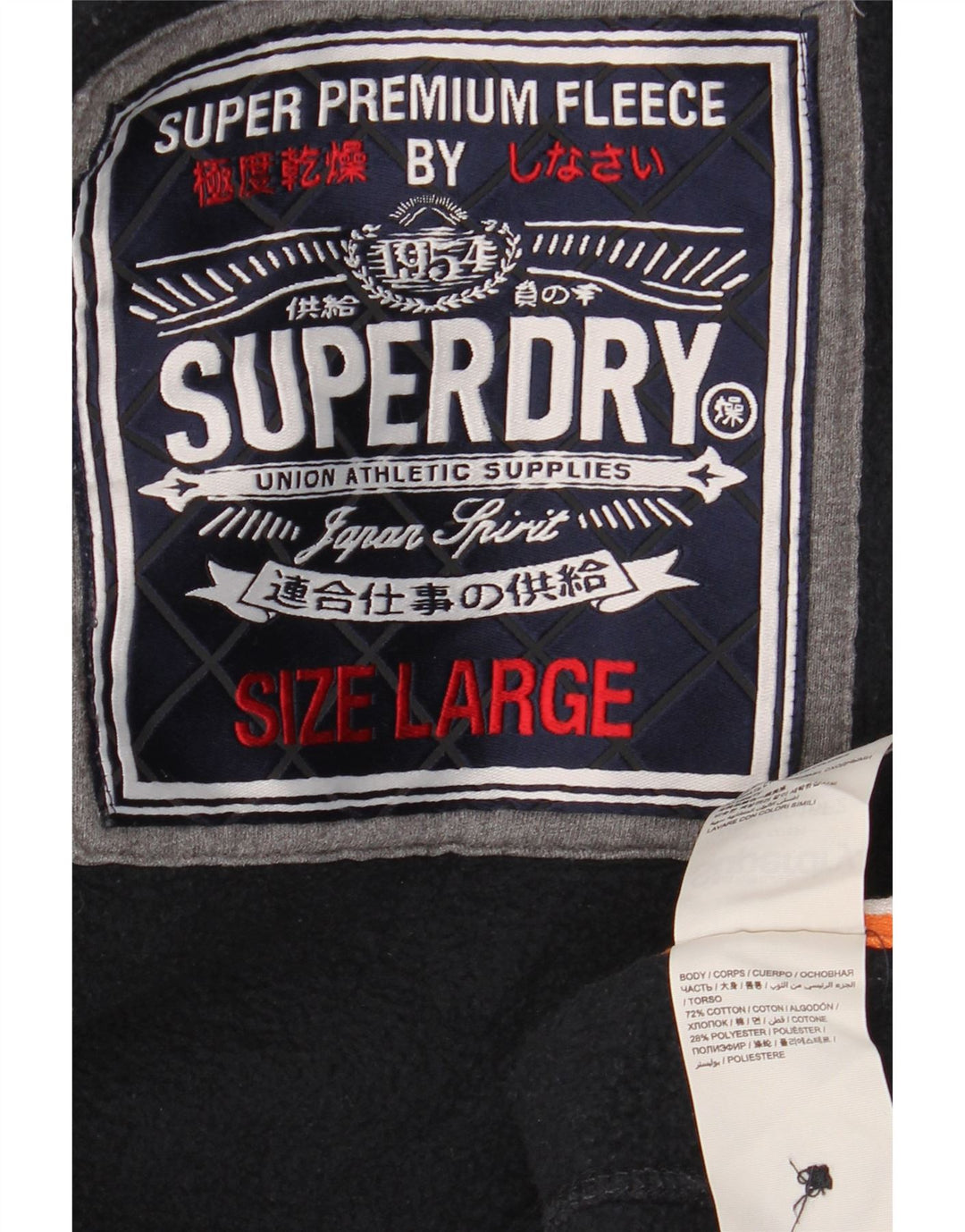 Superdry Mens Graphic Button Neck Sweatshirt Jumper Large Black Cotton