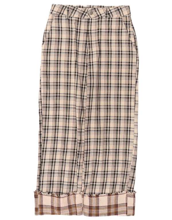 Zara Womens High Waist Chino Trousers EU 34 2XS W24 L24 Beige Check