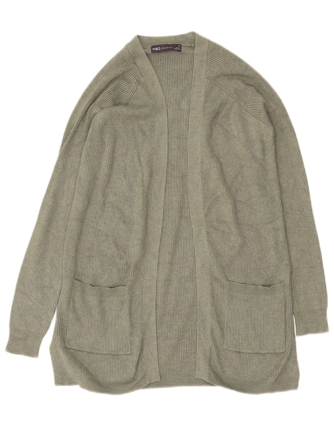 Marks & Spencer Womens Open Cardigan Sweater UK 10 Small Green Viscose