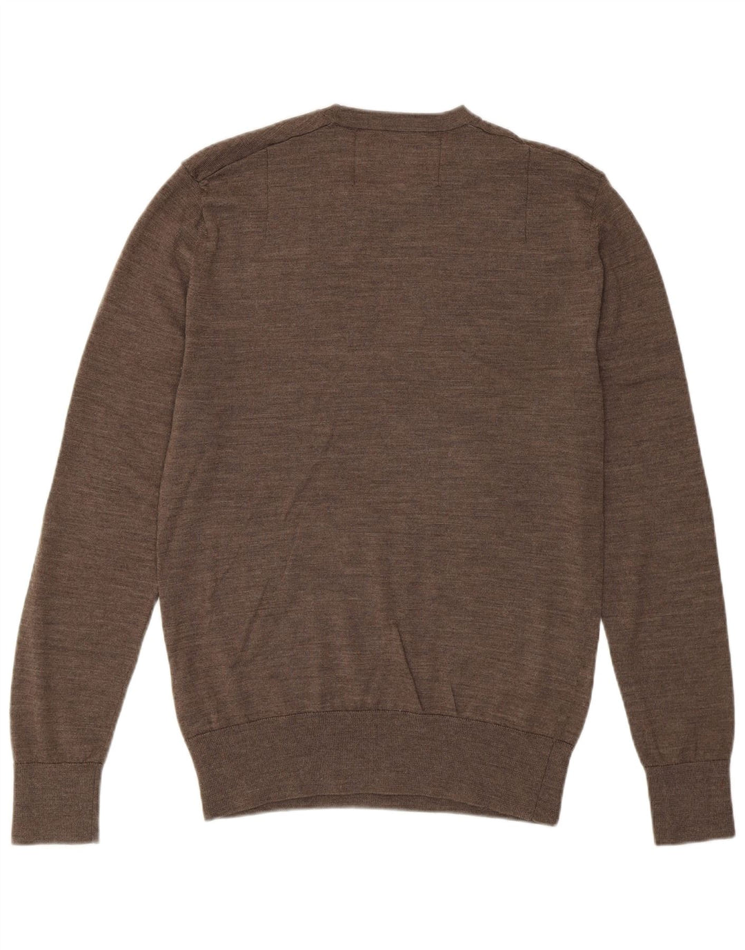 All Saints Mens Crew Neck Jumper Sweater Medium Brown Merino Wool