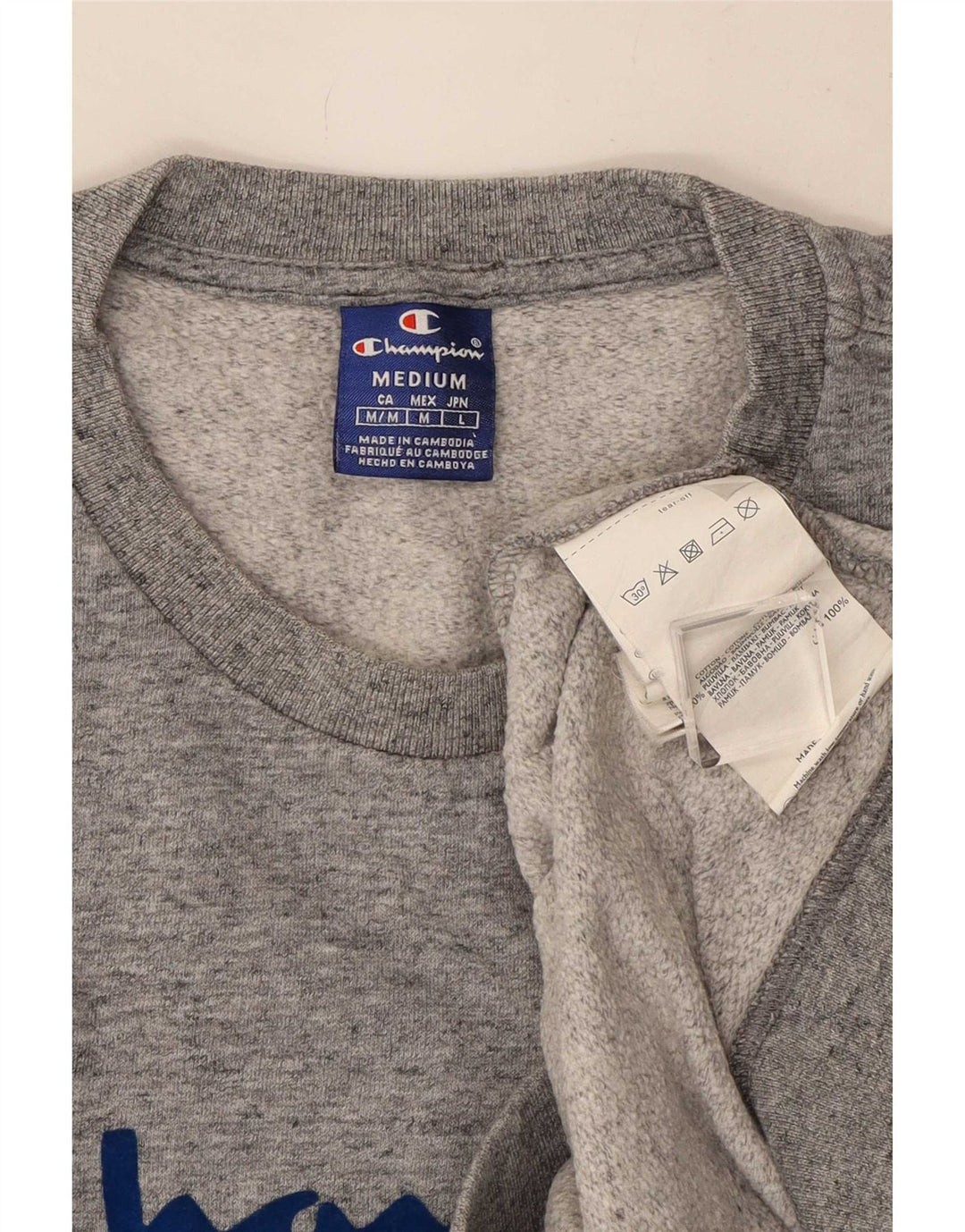 Champion Mens Graphic Sweatshirt Jumper Medium Grey Flecked Cotton