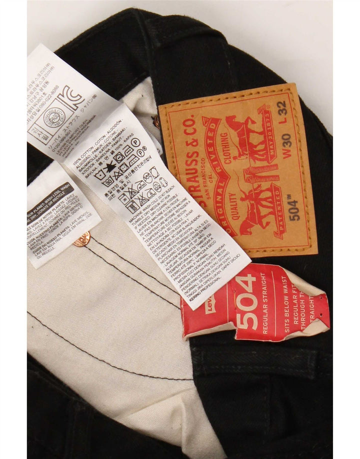 Levi's Mens 504 Regular Straight Jeans W30 L32 Black Cotton