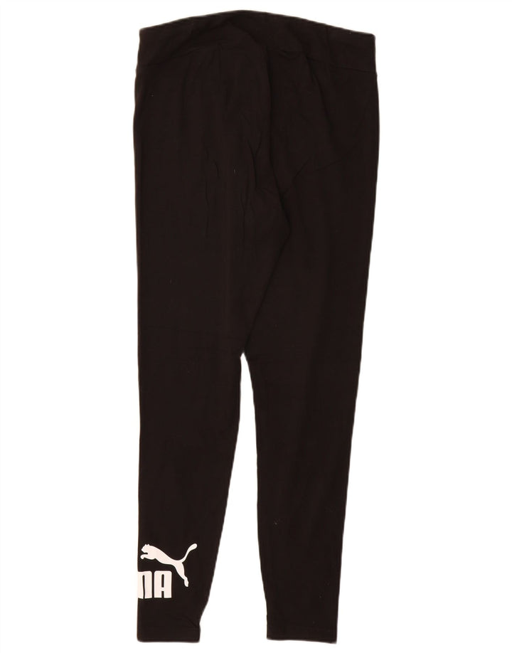 PUMA Womens Graphic Leggings UK 14 Large  Black Cotton