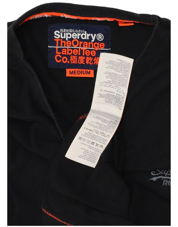 SUPERDRY Mens T-Shirt Top Medium Black Cotton