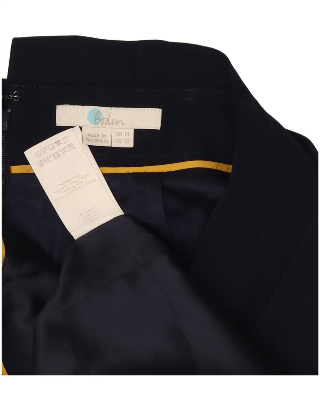 Boden Womens Midi Pencil Skirt UK 14 Large W32  Navy Blue Polyester