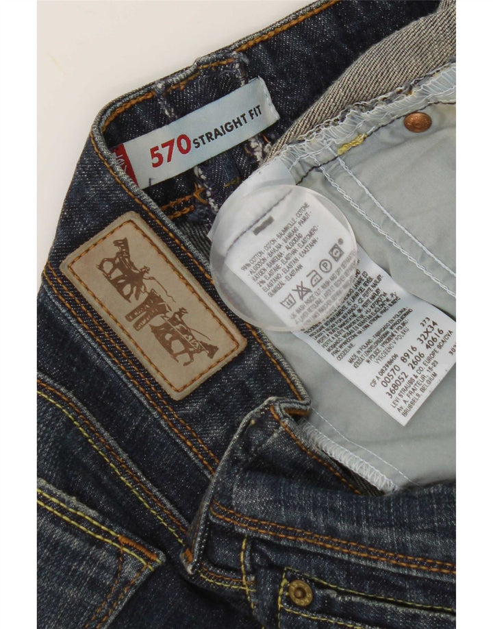 Levi's Womens 570 Straight Jeans W32 L29 Navy Blue Cotton