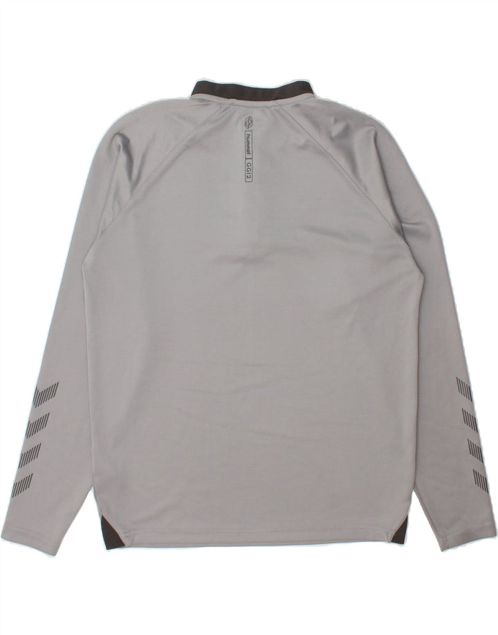 HUMMEL Mens Graphic Zip Neck Pullover Tracksuit Top Medium Grey Polyester Vintage Hummel and Second-Hand Hummel from Messina Hembry 