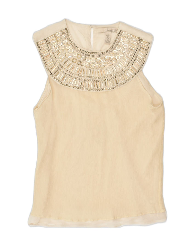 BANANA REPUBLIC Womens Heritage Sleeveless Blouse Top UK 10 Small Beige | Vintage Banana Republic | Thrift | Second-Hand Banana Republic | Used Clothing | Messina Hembry 