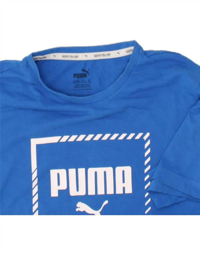 PUMA Boys Graphic T-Shirt Top 15-16 Years Blue Cotton | Vintage Puma | Thrift | Second-Hand Puma | Used Clothing | Messina Hembry 