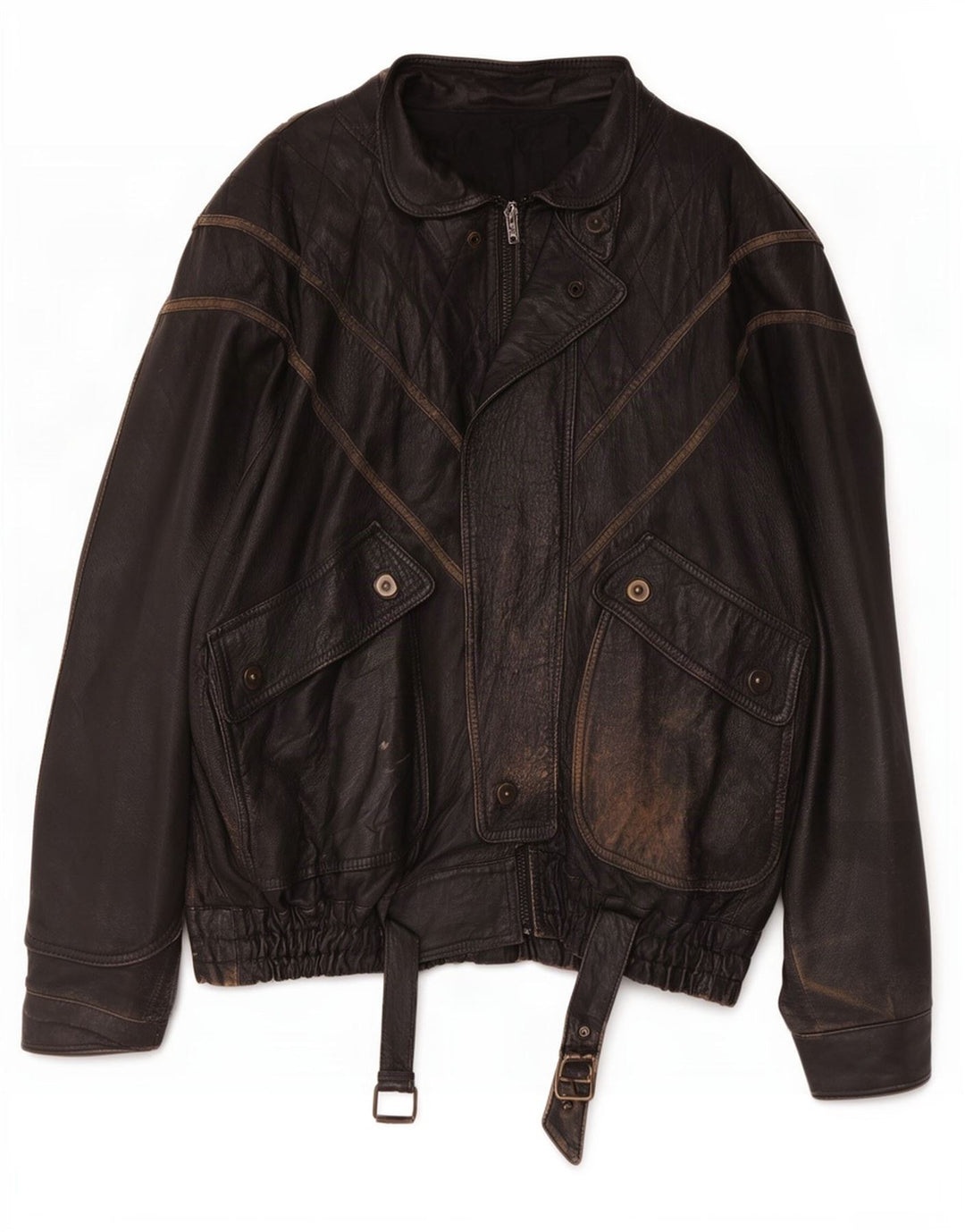 Vintage Mens Leather Jacket UK 44 2XL Black