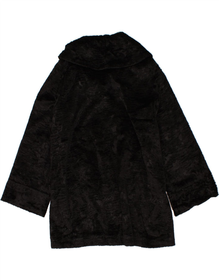 VINTAGE Womens Faux Fur Overcoat UK  12 Medium  Black Viscose Vintage Vintage and Second-Hand Vintage from Messina Hembry 