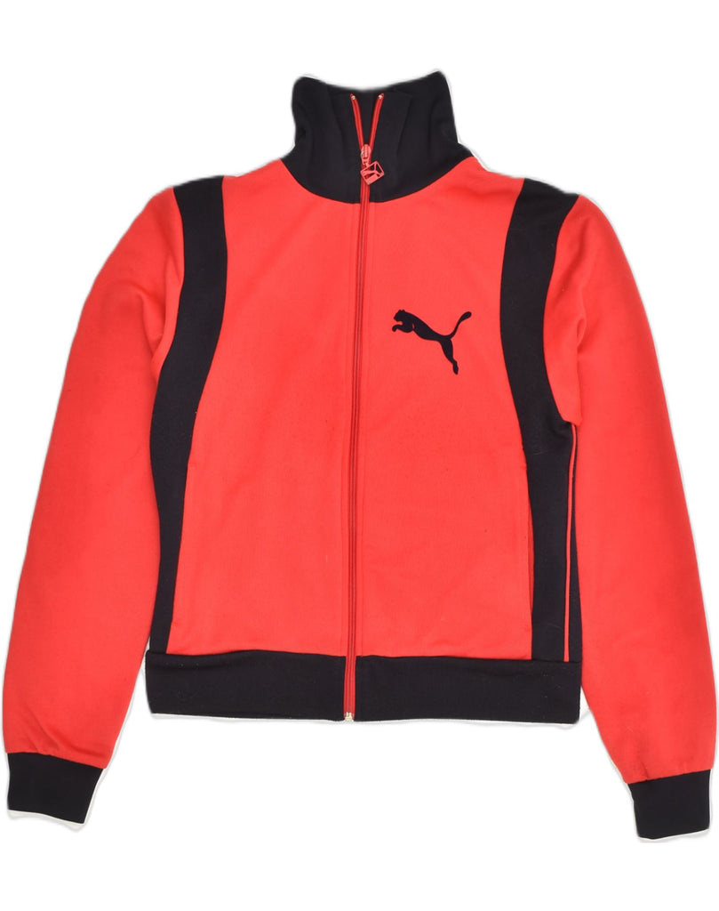 PUMA Womens Tracksuit Top Jacket UK 12 Medium Red Colourblock Polyester | Vintage Puma | Thrift | Second-Hand Puma | Used Clothing | Messina Hembry 