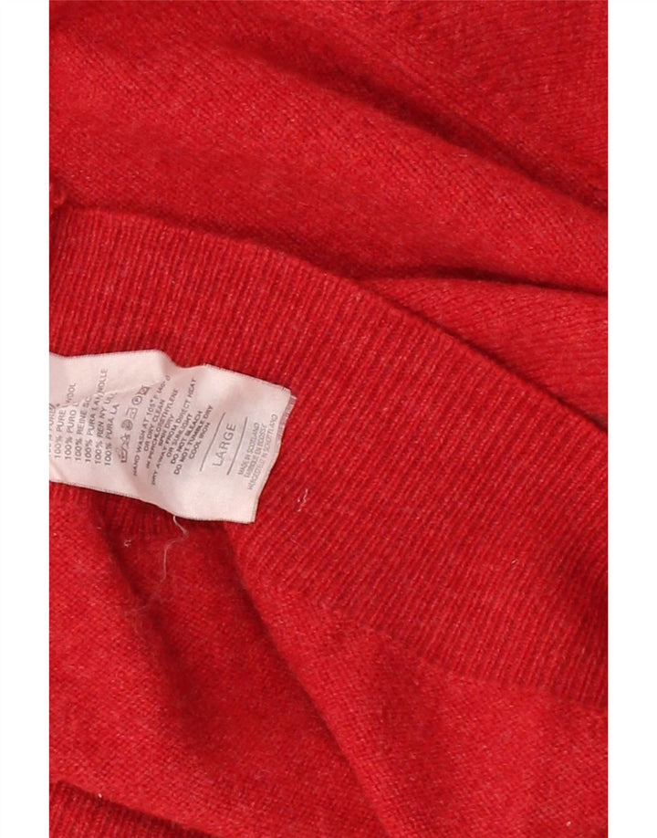 LYLE & SCOTT Mens V-Neck Jumper Sweater Large Red New Wool Vintage Lyle & Scott and Second-Hand Lyle & Scott from Messina Hembry 