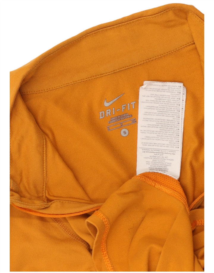 NIKE Womens Dri Fit Zip Neck Pullover Tracksuit Top UK 10 Small Yellow