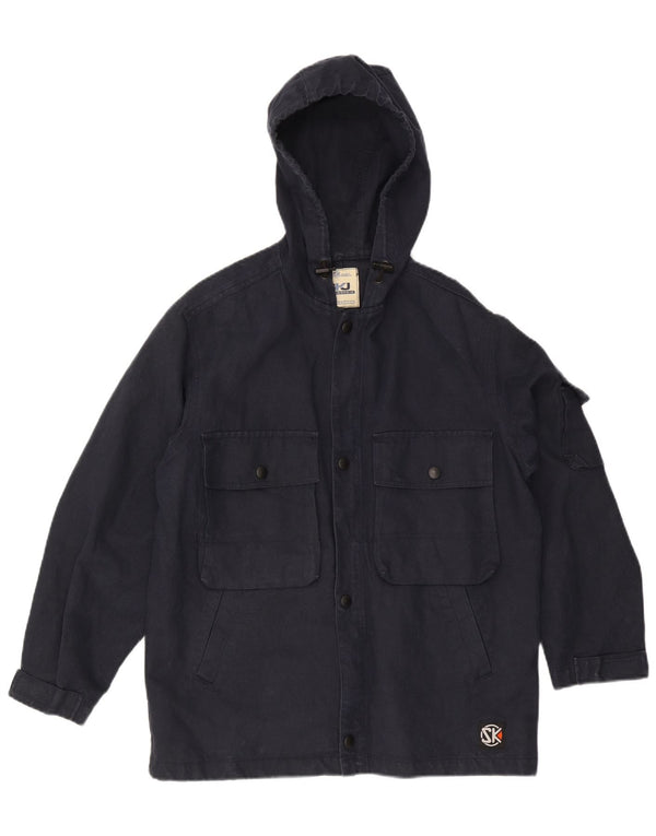 Vintage Mens Hooded Utility Jacket UK 38 Medium Navy Blue