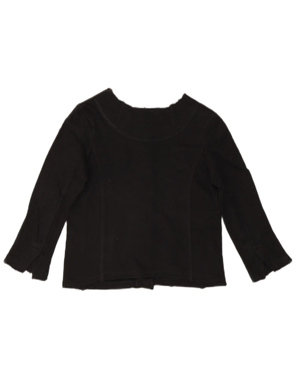 Sun68 Womens Crop 3/4 Sleeve Cardigan Sweater UK 10 Small Black Cotton