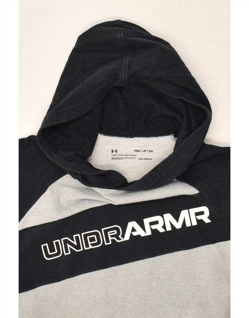 UNDER ARMOUR Boys Cold Gear Graphic Hoodie Jumper 7-8 Years Small Grey | Vintage Under Armour | Thrift | Second-Hand Under Armour | Used Clothing | Messina Hembry 